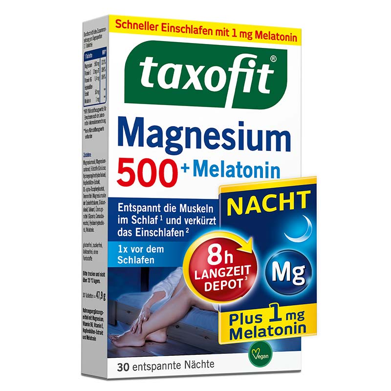 taxofit Magnesium 500 NACHT + MELATONIN 30 St Tabletten