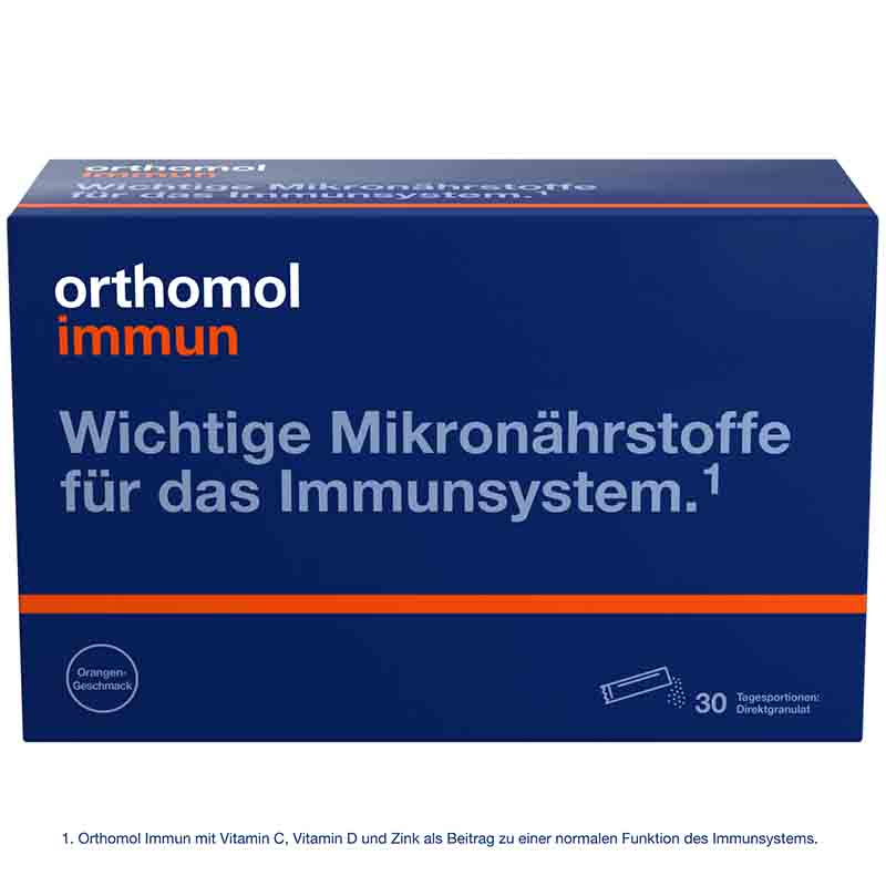orthomol immun - Mikronährstoffe mit Vitamin C, Vitamin D und Zink - Direktgranulat Orangen-Geschmack