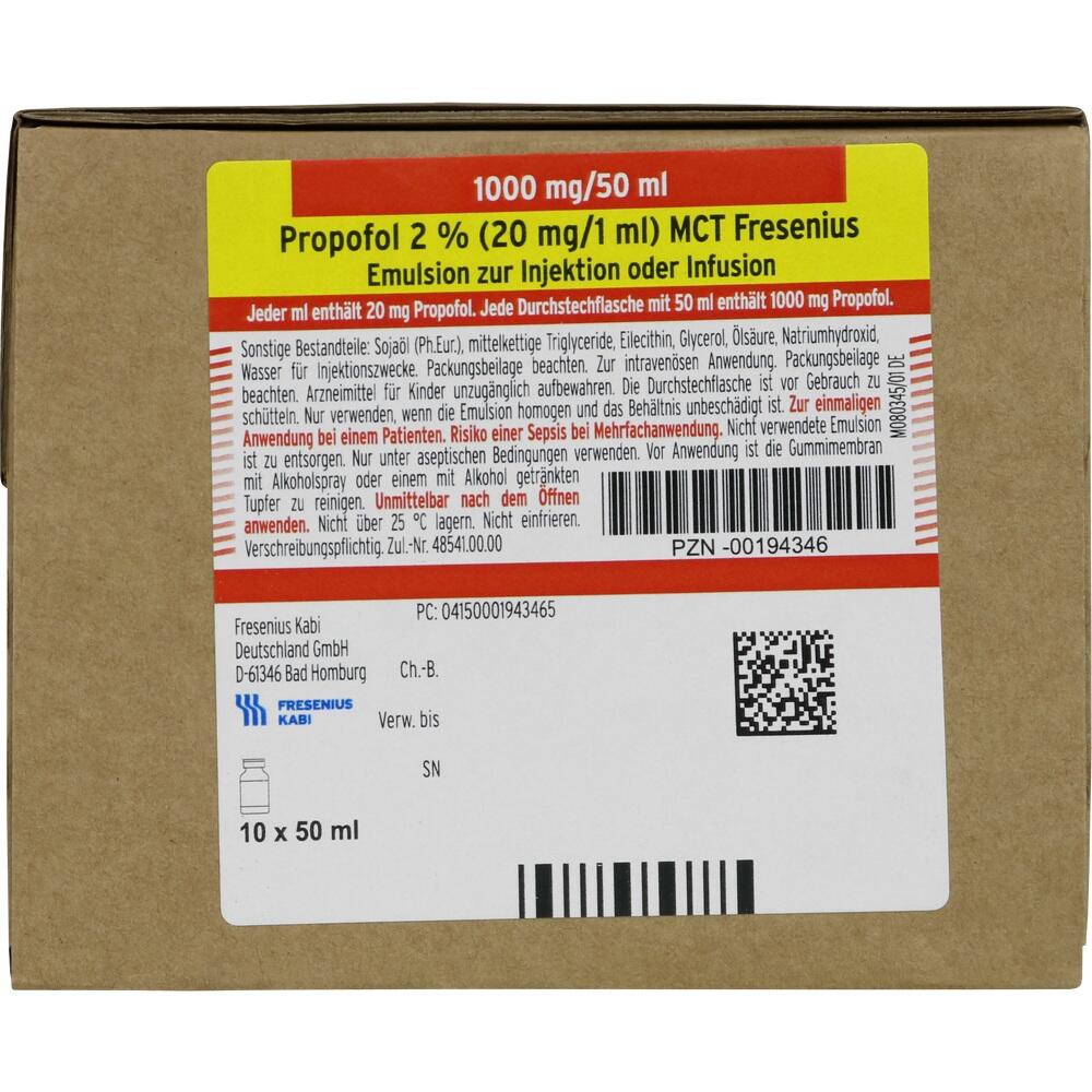 Propofol 2% 20mg/1ml 10X50 ml Emulsion