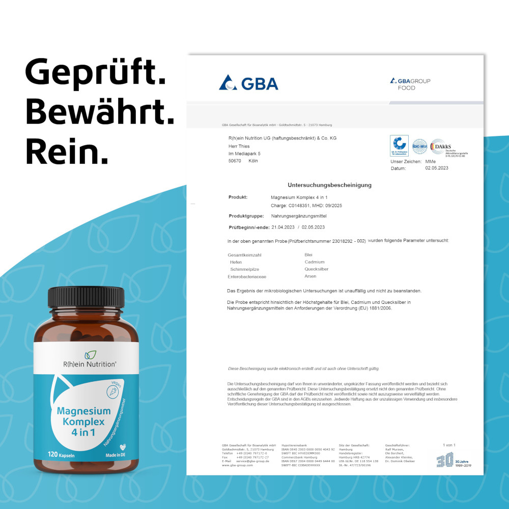 R(h)ein Nutrition Magnesium Komplex 4 in 1 hochdosiert 120 St Kapseln