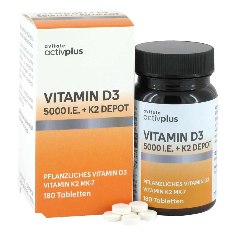 avitale activplus VITAMIN D3 5000 I.E. + K2 DEPOT  180 St Tabletten