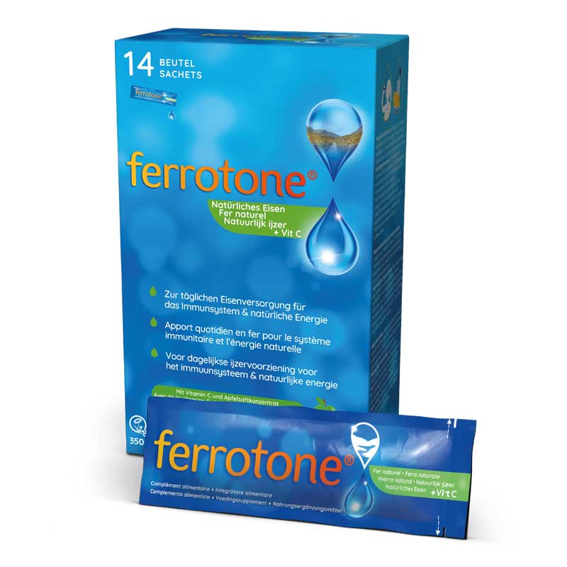 ferrotone - nat&uuml;rliches Eisen mit Vitamin C, Apfelgeschmack 14X25 ml Beutel