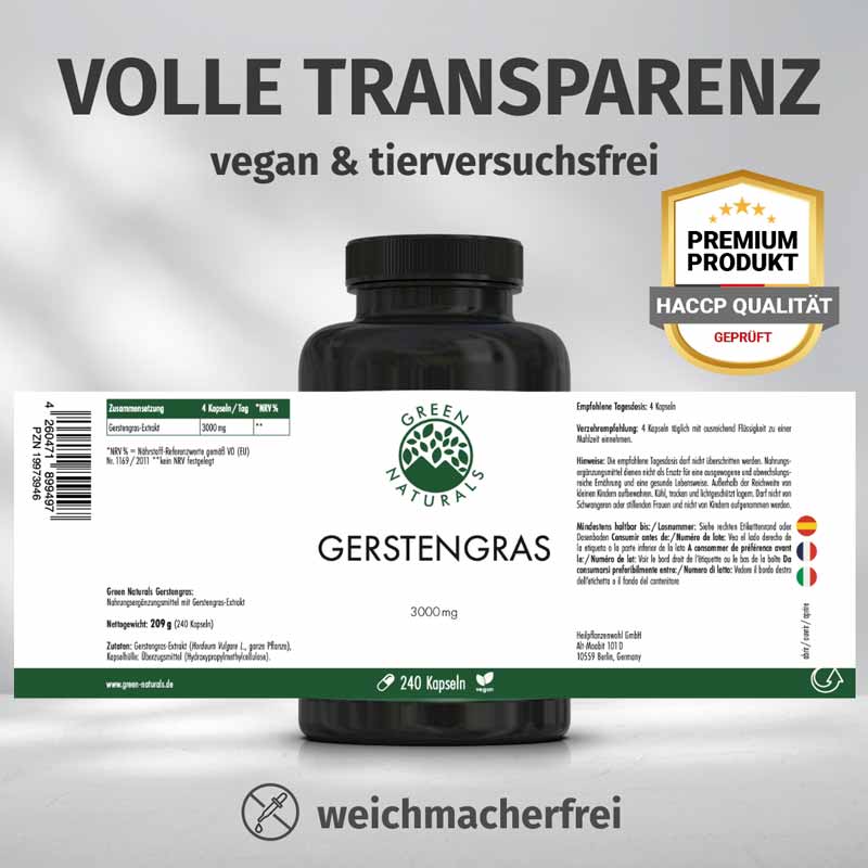 GREEN NATURALS GERSTENGRAS 240 St Kapseln