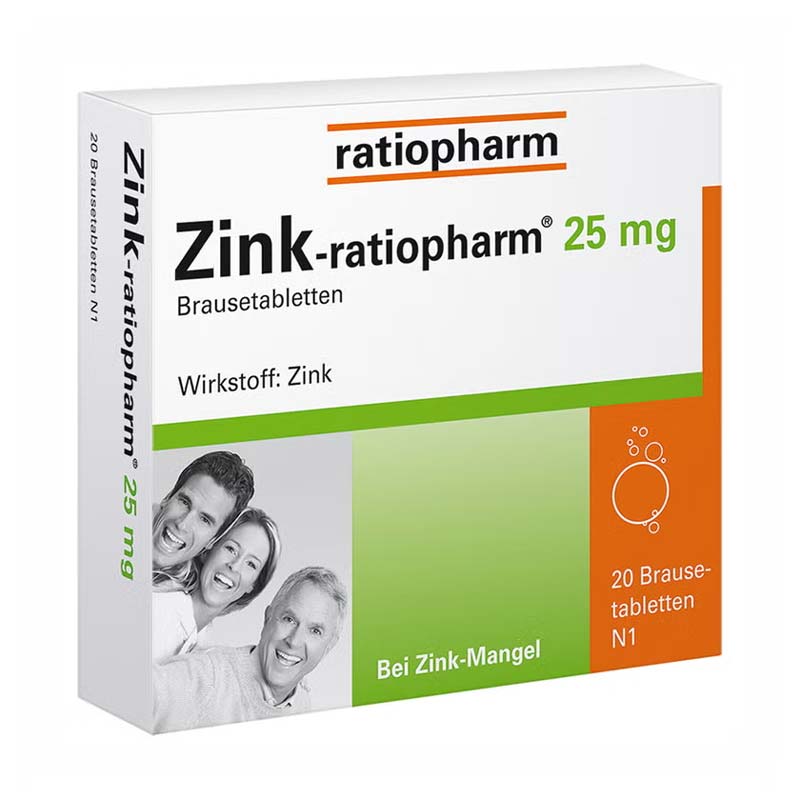 Zink-ratiopharm 25 mg 20 St Brausetabletten