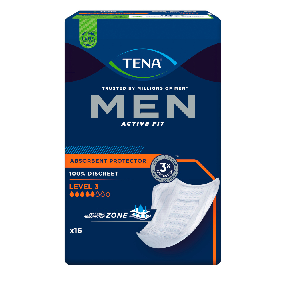 TENA MEN ACTIVE FIT LEVEL 3 Absorbent Protector 6X16 St