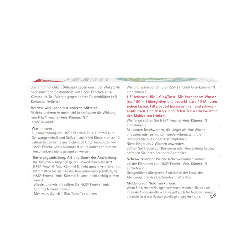 H&S Arzneitee Fenchel-Anis-Kümmel N 20X2.0 g Filterbeutel