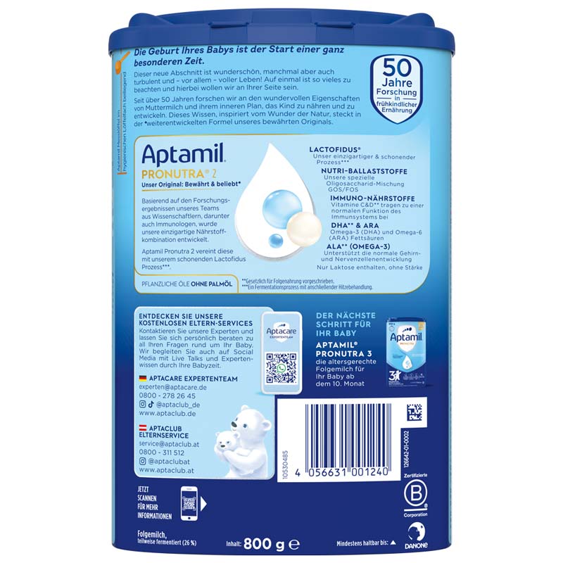 Aptamil PRONUTRA 2 FOLGEMILCH 800 g Pulver