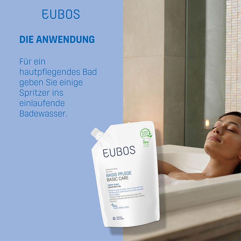 EUBOS MED BASISPFLEGE CREME ÖLBAD Nachfüllbeutel 400 ml Bad