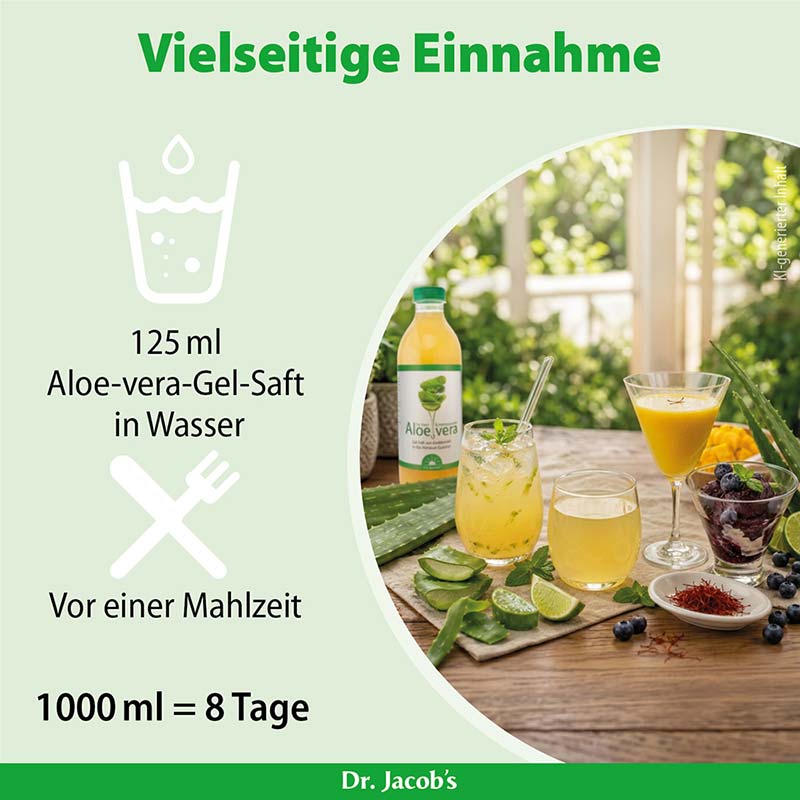 Dr. Jacob's Aloe Vera Gel Saft Bio Rohkost-Qualität Acerola