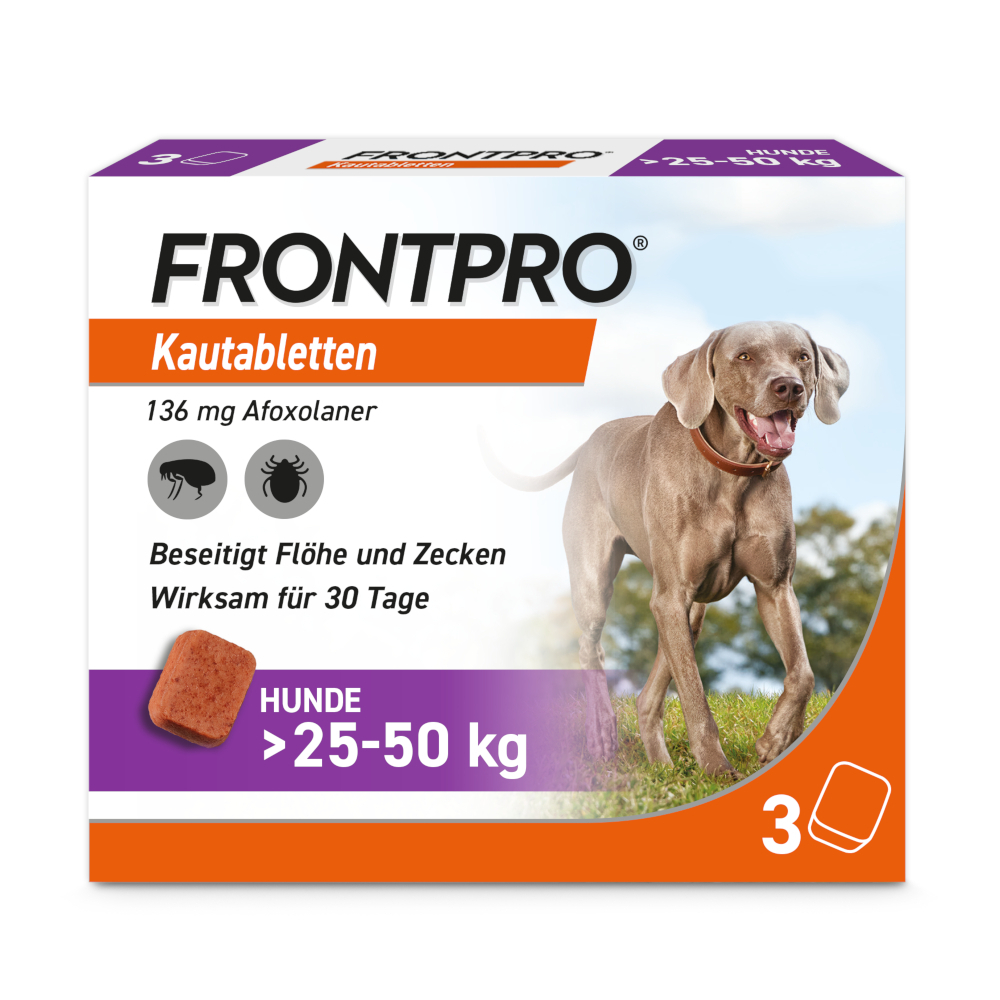 2x Frontpro Hunde 25-50 kg + Zeckenzange Set 1 St Sparset