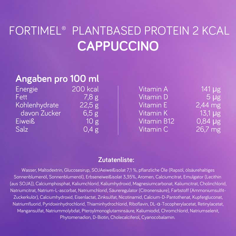 NUTRICIA Fortimel PlantBased Protein 2 kcal/ml Cappuccino-Geschmack 4X200 ml Flüssigkeit