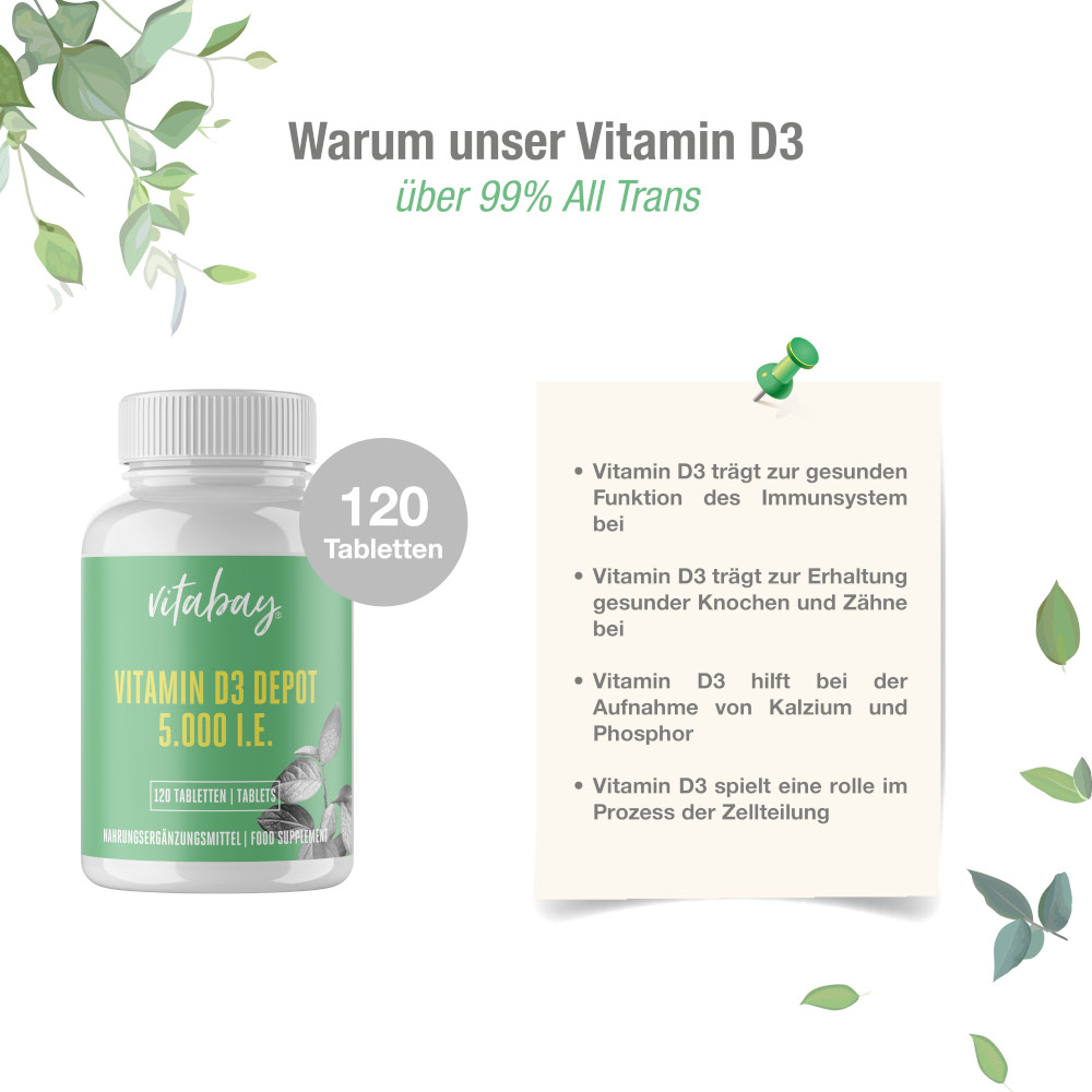 vitabay Vitamin D3 Depot 5000 I.E. 120 St Tabletten