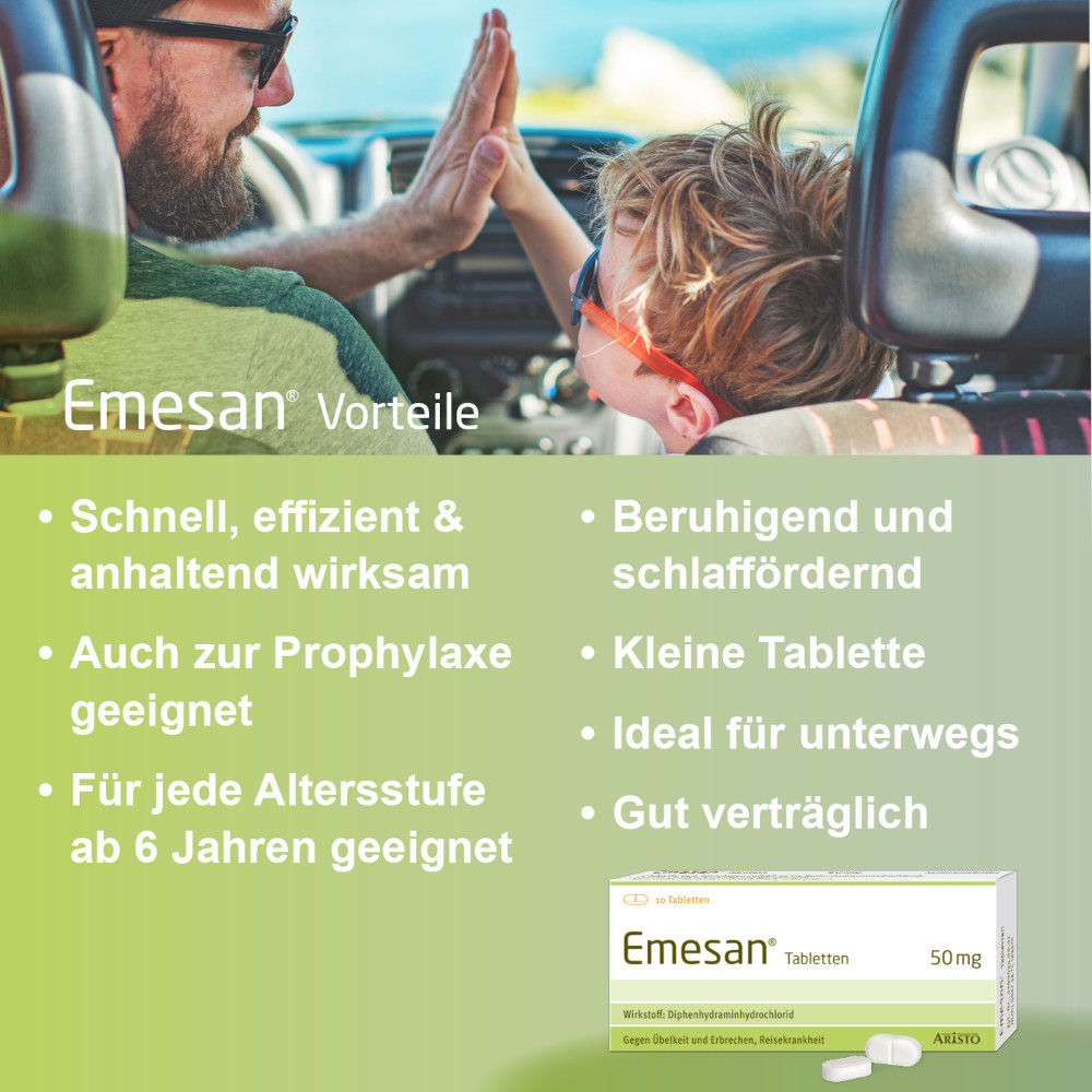 Emesan - Gegen Übelkeit und Erbrechen, Reisekrankheit 20 St Tabletten