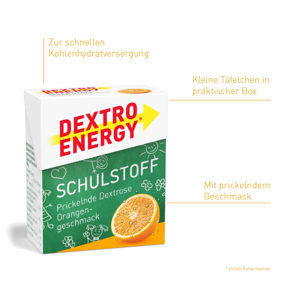 DEXTRO ENERGY SCHULSTOFF ORANGE 50 g Täfelchen