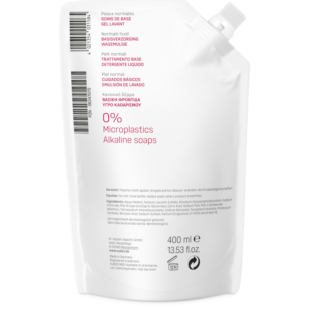 EUBOS BASISPFLEGE FLÜSSIG WASCH+DUSCH WASCHLOTION Nachfüllbeutel 400 ml Flüssigkeit