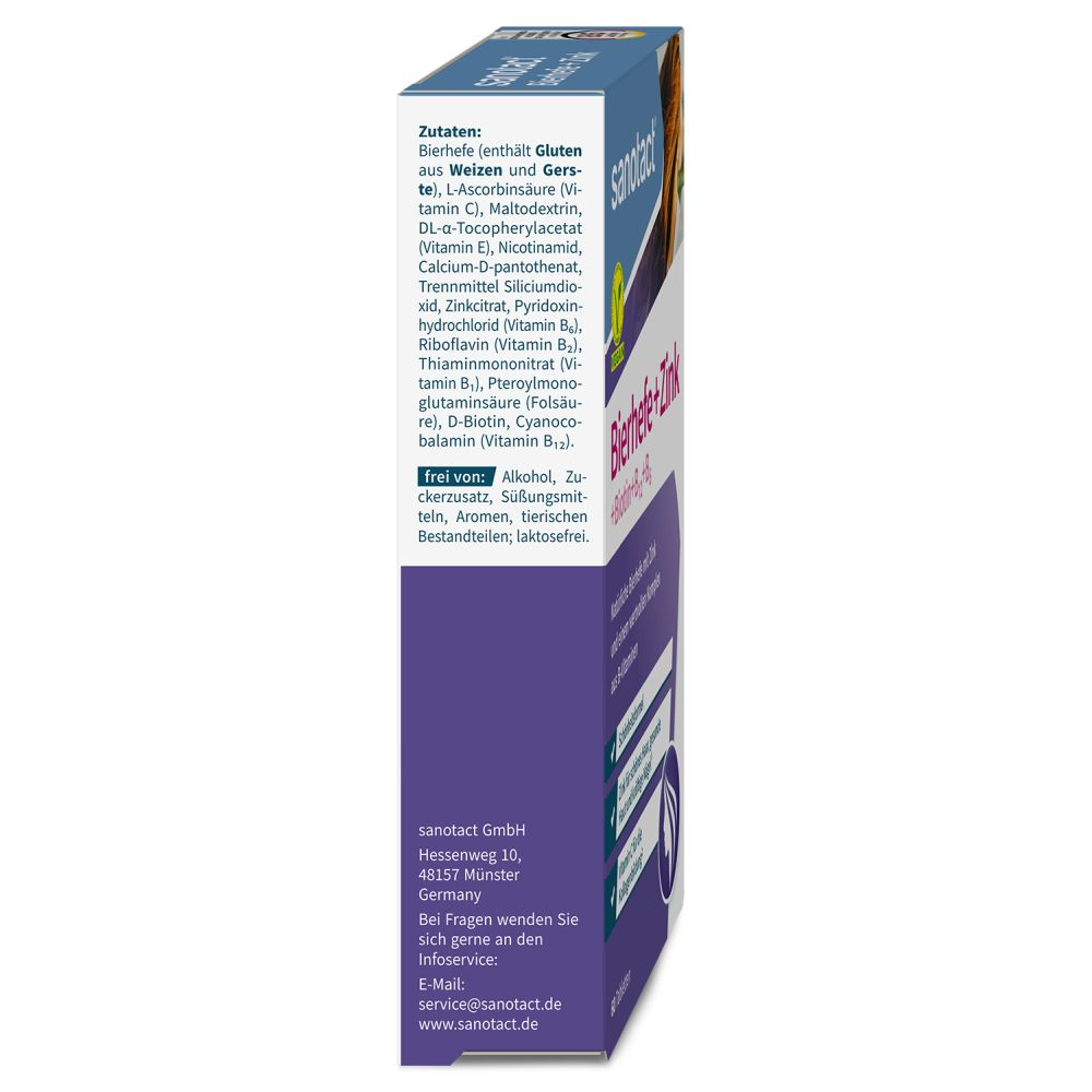 sanotact Bierhefe + Zink + Biotin + B12 + B6 30 g Tabletten