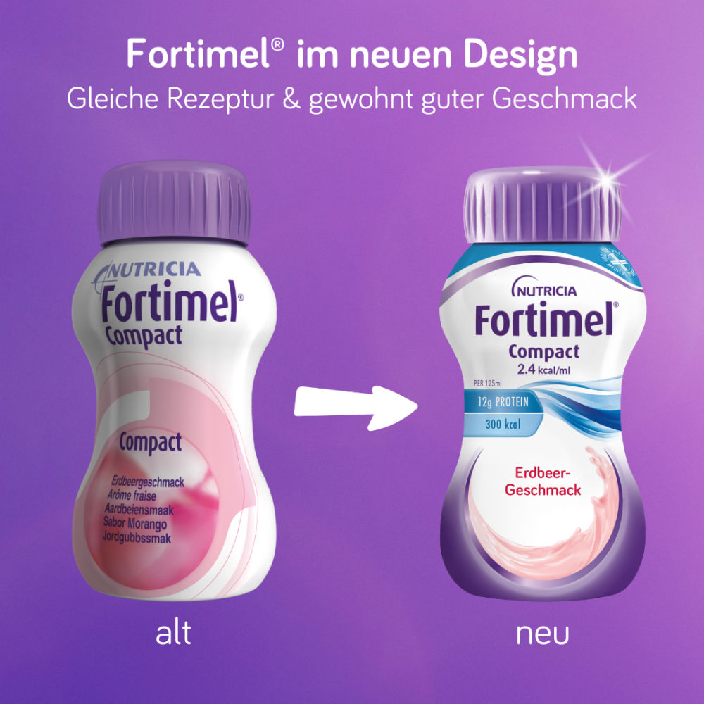 Fortimel Compact 2.4 Trinknahrung Erdbeere 4X125 ml Flüssigkeit