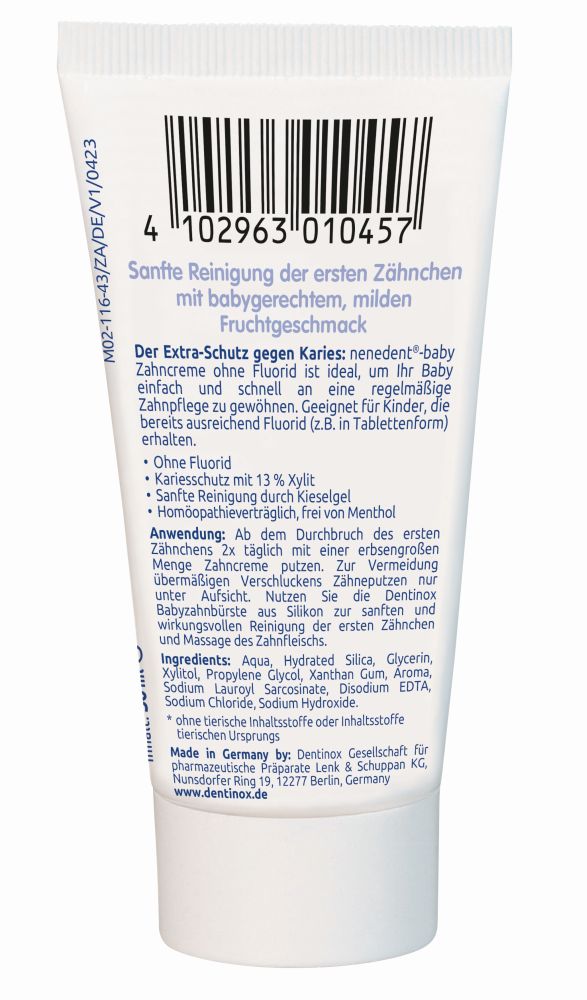 Dentinox nenedent-baby Zahncreme ohne Fluorid 50 ml Zahncreme