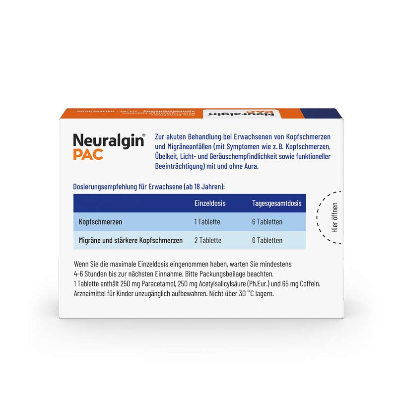 Neuralgin PAC bei Kopfschmerzen und Migr&auml;ne  20 St Tabletten