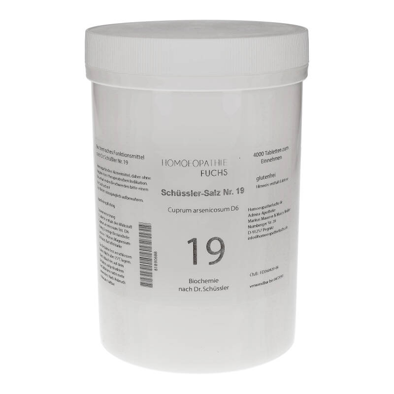 HOMÖOPATHIEFUCHS Schüssler-Salz Nummer 19 Cuprum arsenicosum D6 Biochemie 4000 St Tabletten