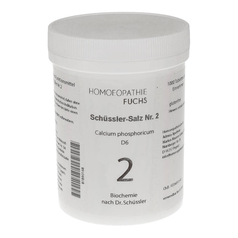 HOMOEOPATHIEFUCHS Schüssler-Salz Nummer 2 Calcium phosphoricum D6 Biochemie 1000 St Tabletten