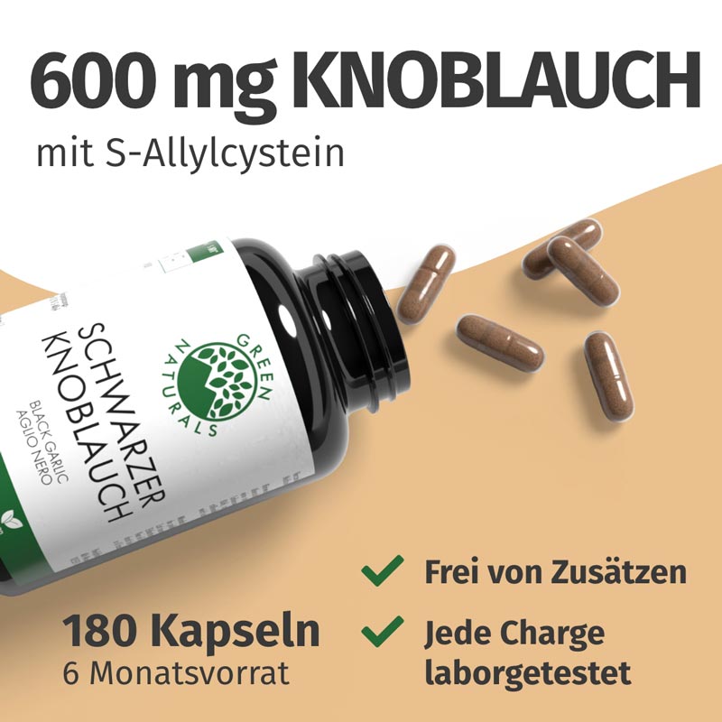 GREEN NATURALS Schwarzer Knoblauch 600mg 180 St Kapseln
