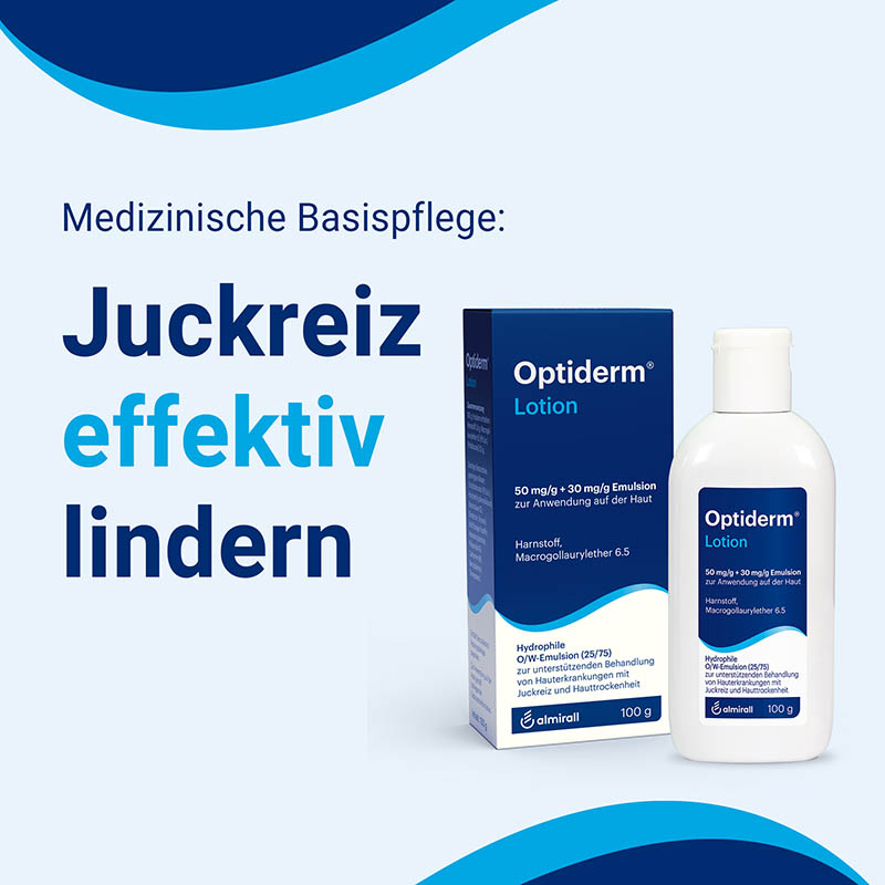 Optiderm Lotion bei Juckreiz und trockener Haut 100 g Emulsion