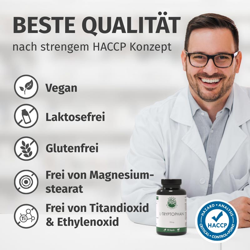 Green Naturals L-Tryptophan 700 mg hochdosiert vegan 180 St Kapseln