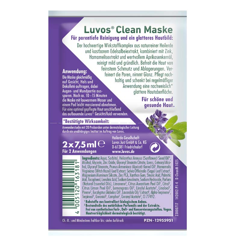 Luvos HEILERDE Clean Maske 2X7.5 ml Gesichtsmaske