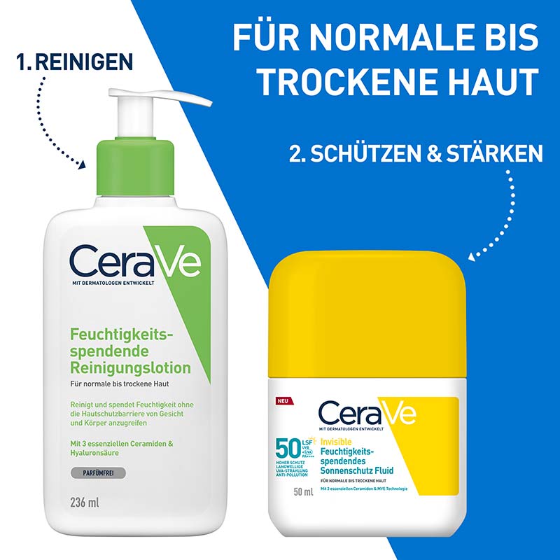 CeraVe Invisible Feuchtigkeitsspendendes Sonnenschutz Fluid LSF 50 50 ml Flüssigkeit