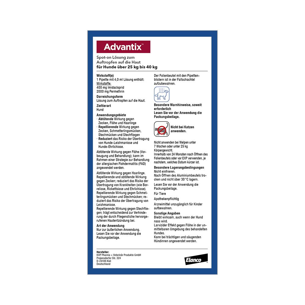 ADVANTIX SPOT-ON HUND 25-40KG 4X4.0 ml Lösung