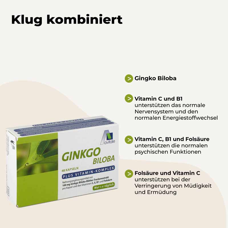 Avitale GINKGO 100 mg Kapseln+B1+C+E 48 St Kapseln