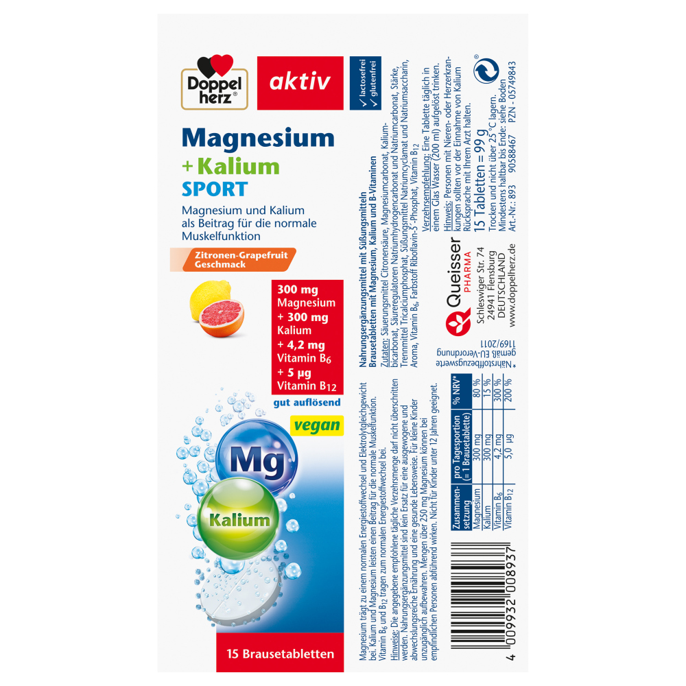 Doppelherz aktiv Magnesium + Kalium Sport  15 St Brausetabletten