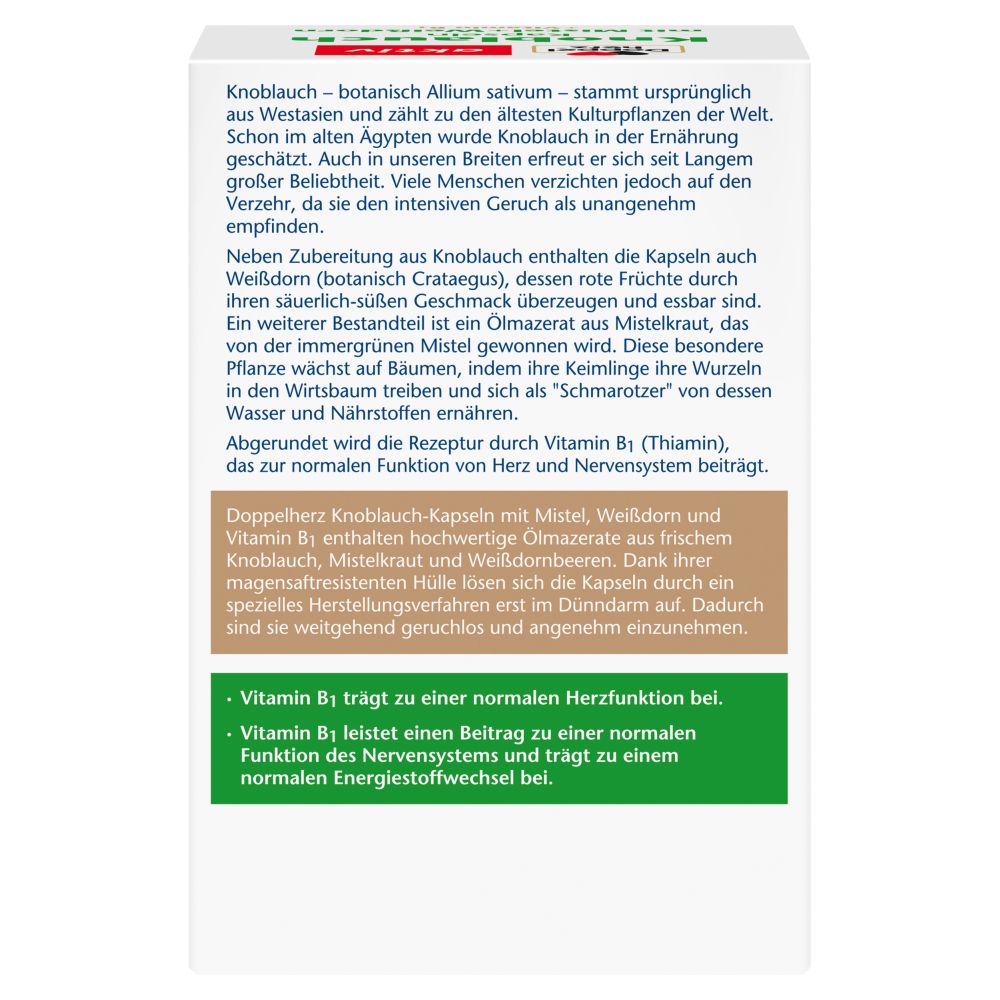Doppelherz aktiv Knoblauch Kapseln mit Mistel + Weißdorn 480 St Kapseln