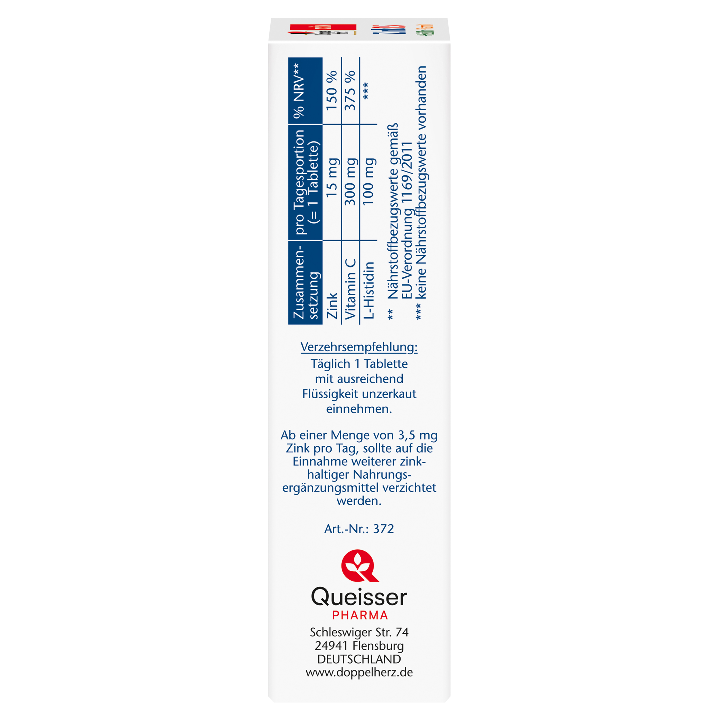 Doppelherz aktiv Zink + Histidin + Vitamin C DEPOT 30 St Tabletten