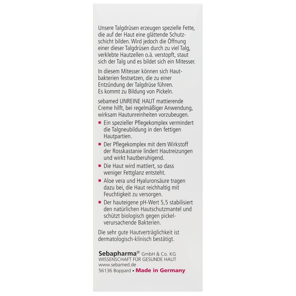 sebamed UNREINE HAUT CREME MATTIEREND 50 ml Creme