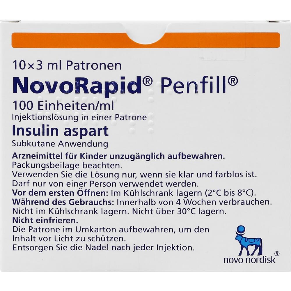 NovoRapid Penfill 100 Einheiten/ml 3ml 10X3 ml Zylinderampullen
