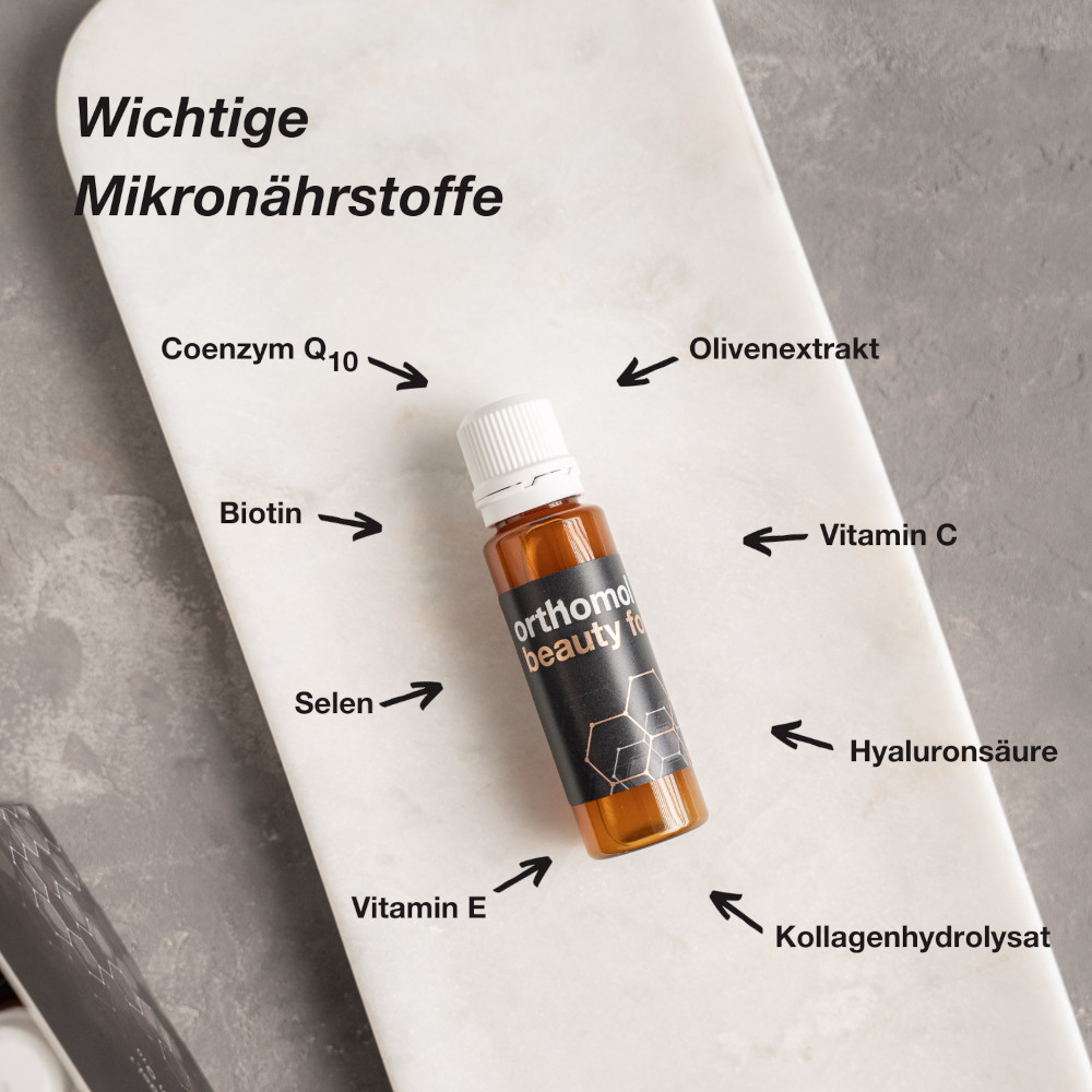 orthomol beauty for men - mit Hyaluronsäure, Kollagen und Coenzym Q10 - Trinkampullen