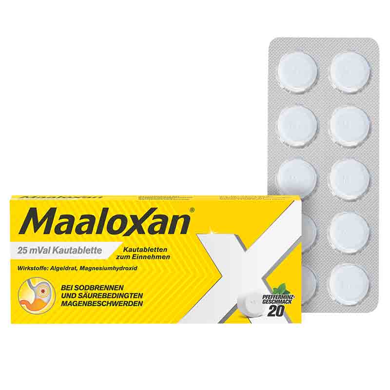 MAALOXAN Kautabletten bei Sodbrennen & Magenschmerzen 20 St Kautabletten