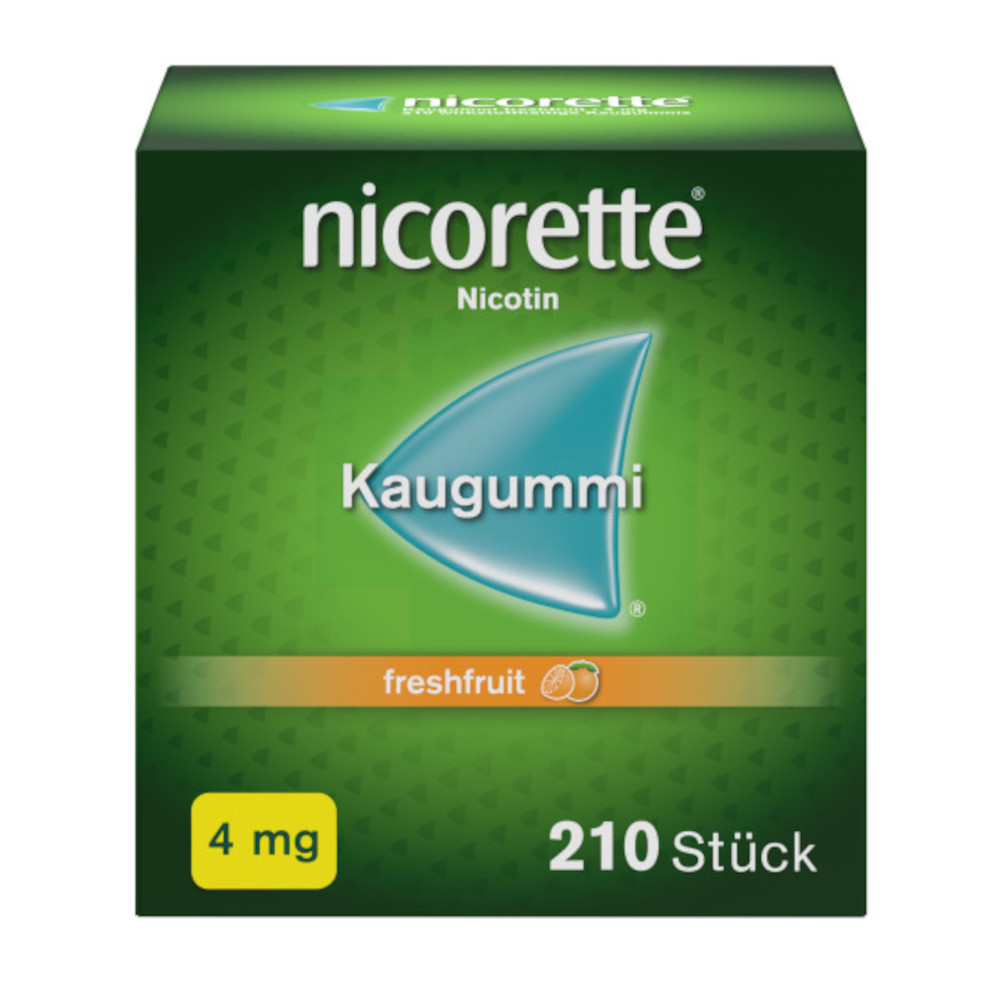 nicorette 4 mg Nikotinkaugummi freshfruit zur Raucherentwöhnung 210 St Kaugummi