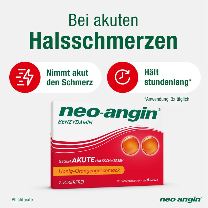 neo-angin BENZYDAMIN gegen AKUTE Halsschmerzen 20 St Lutschtabletten