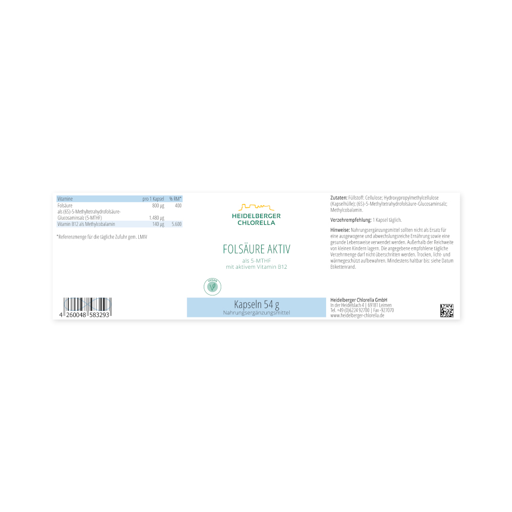 Folsäure aktiv + Vitamin B12 aktiv 120 St Kapseln