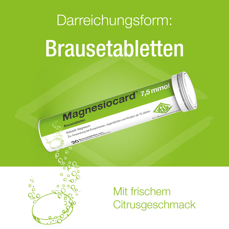 MAGNESIOCARD 7,5 mmol Brausetabletten 20 St Brausetabletten