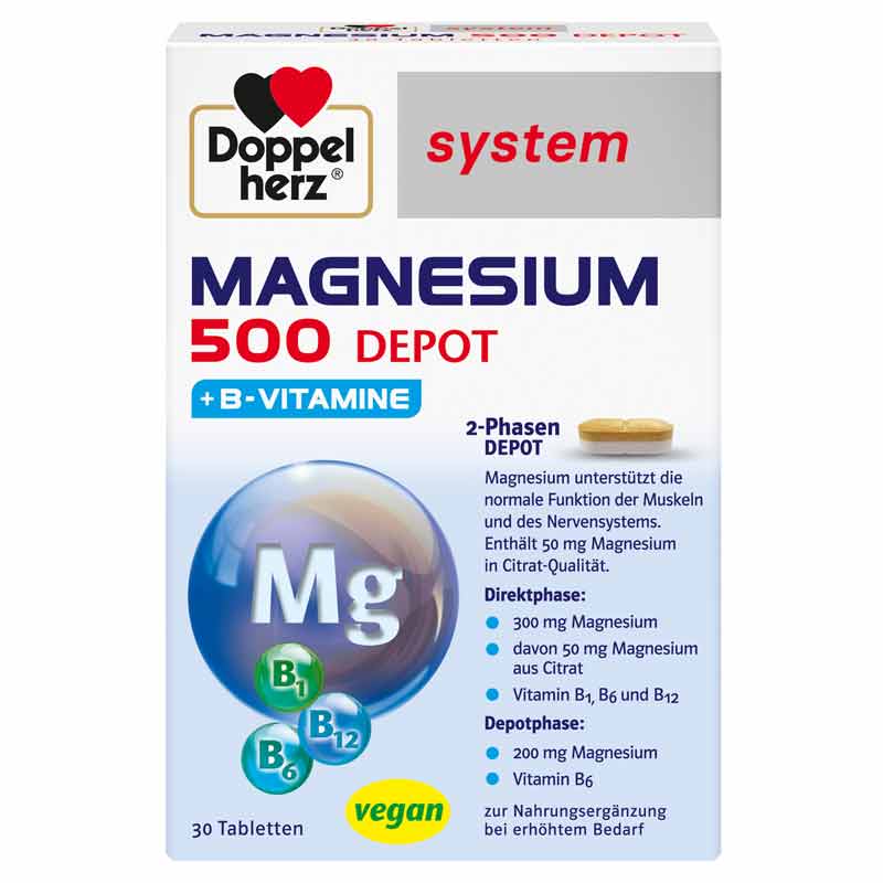 Doppelherz system MAGNESIUM 500 DEPOT + B-Vitamine 30 St Tabletten