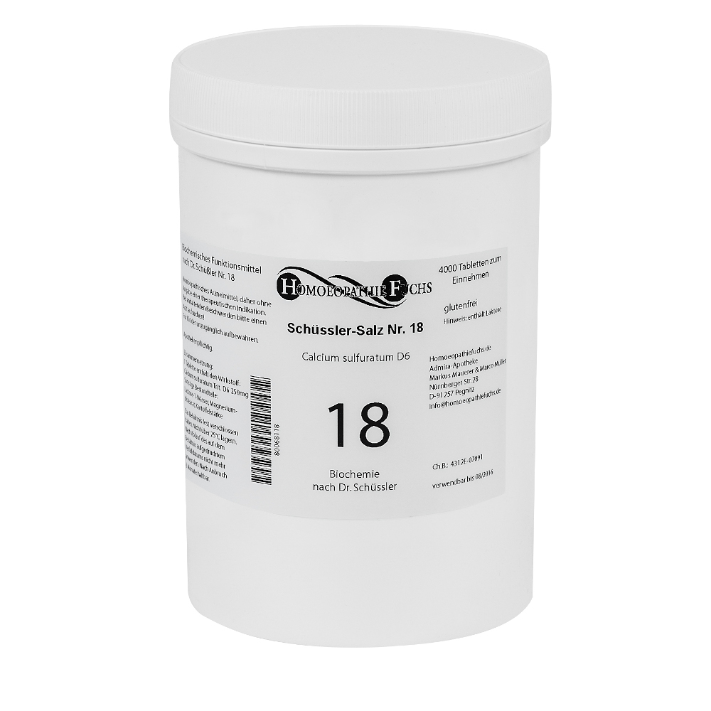 HOMOEOPATHIEFUCHS Schüssler-Salz Nummer 18 Calcium sulfuratum D6 Biochemie 4000 St Tabletten