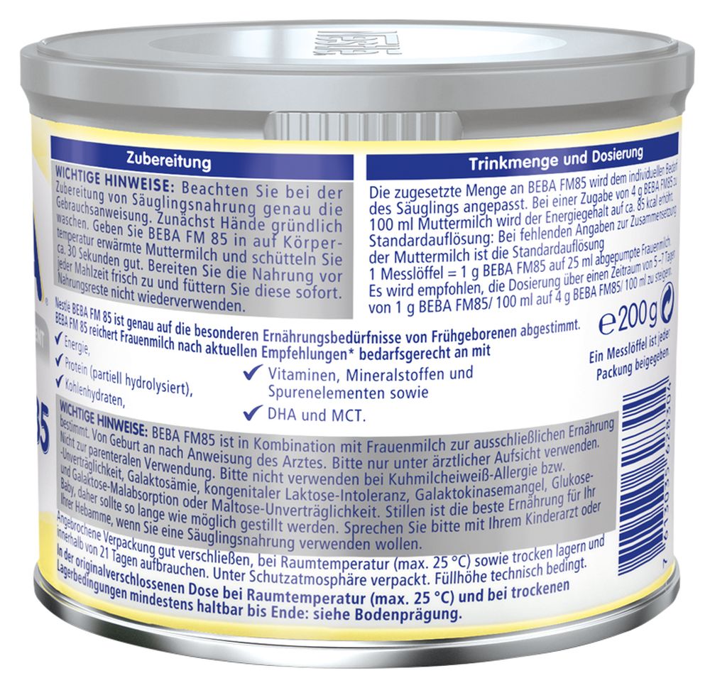 Nestle BEBA FRAUENMILCHSUPPLEMENT FM 85 200 g Pulver