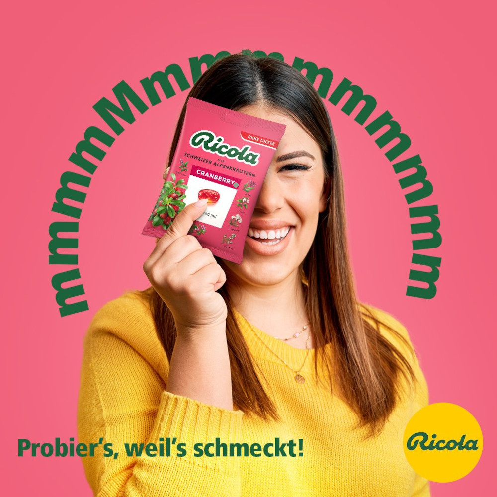 Ricola Cranberry Schweizer Kräuterbonbon zuckerfrei 50 g Bonbons