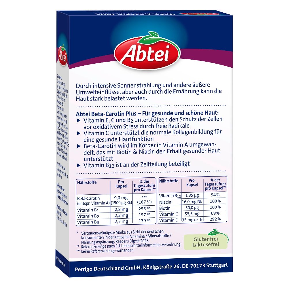 Abtei Beta-Carotin Plus Hautaktive B-Vitamine  50 St Kapseln