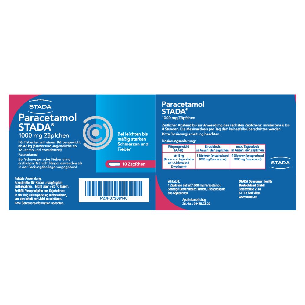 Paracetamol STADA 125mg 10 St Suppositorien