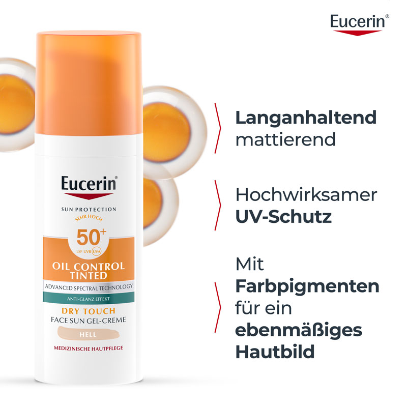 Eucerin SUN OIL CONTROL TINTED DRY TOUCH FACE SUN GEL-CREME HELL LSF 50+  50 ml Creme